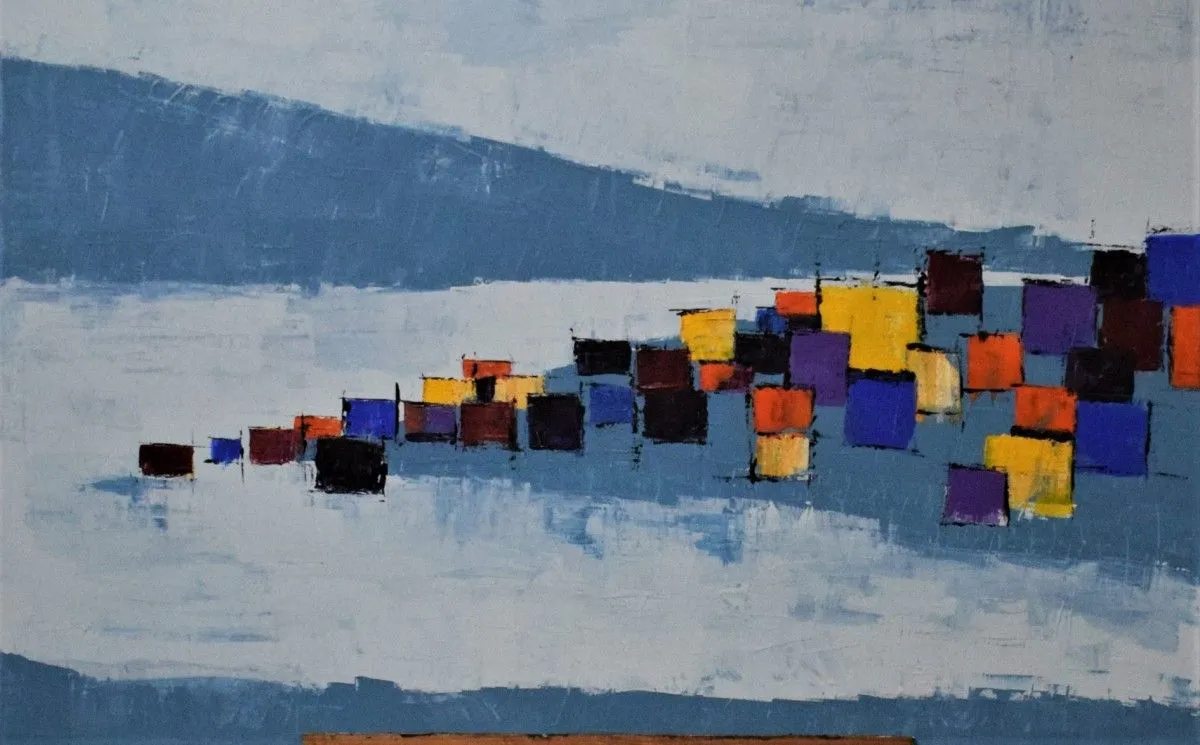 Abstraction with elements of geometry! Landscape, œuvre de Magdalena Wozniak-Melissourgaki