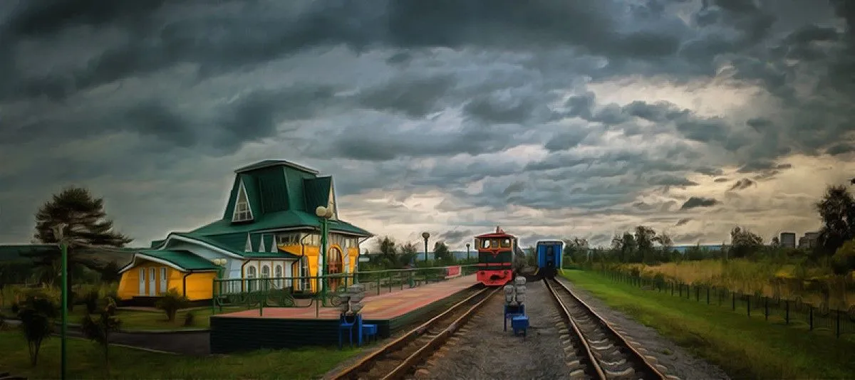 The Children`s Railway, artwork by Edward Metlinov