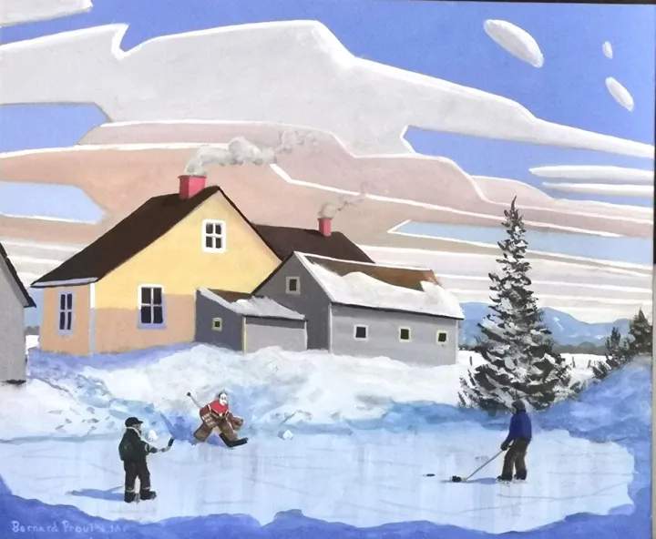 Le lancer de punition, artwork by Bernard Proulx
