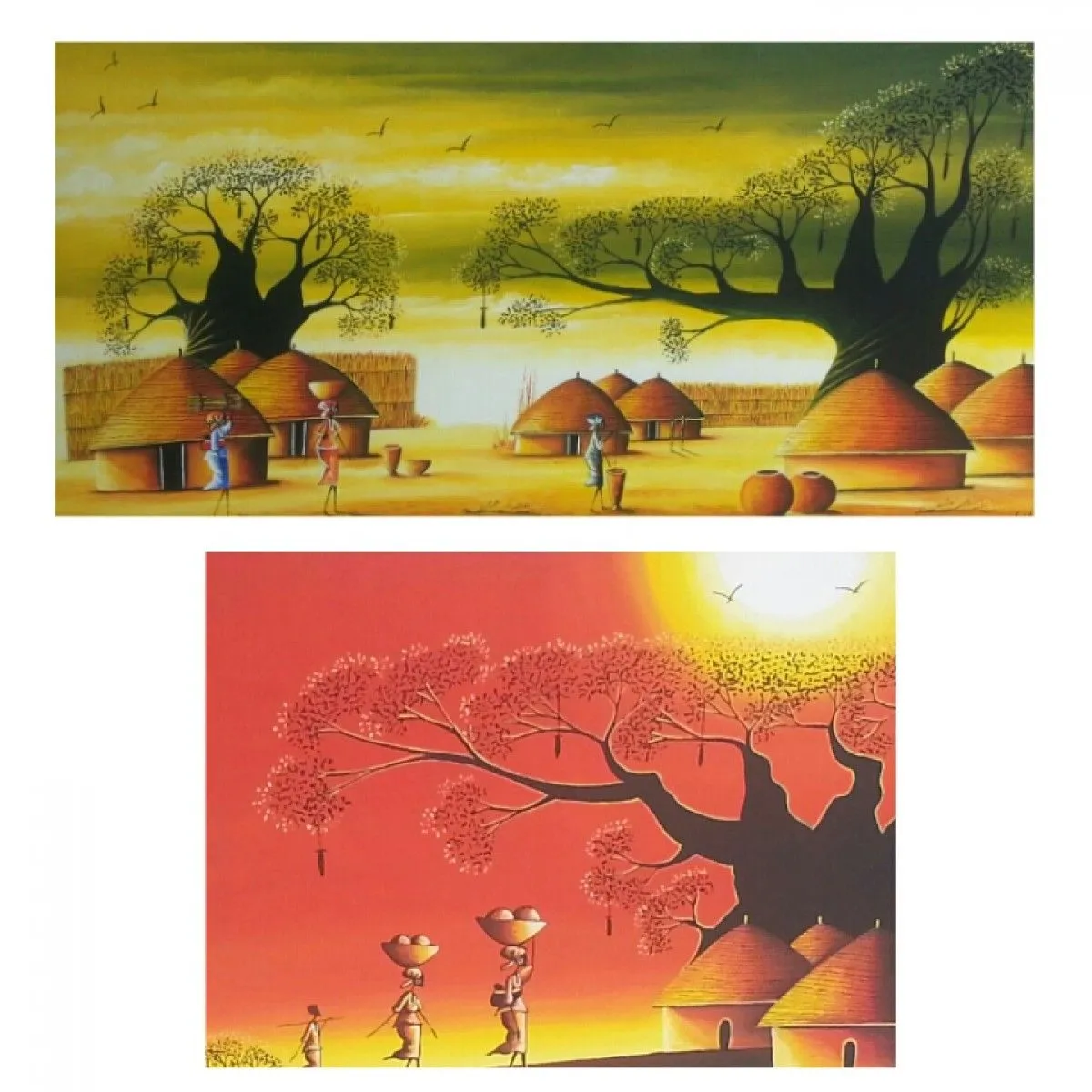2 in 1.. Typical African village, œuvre de Abdou Rahman