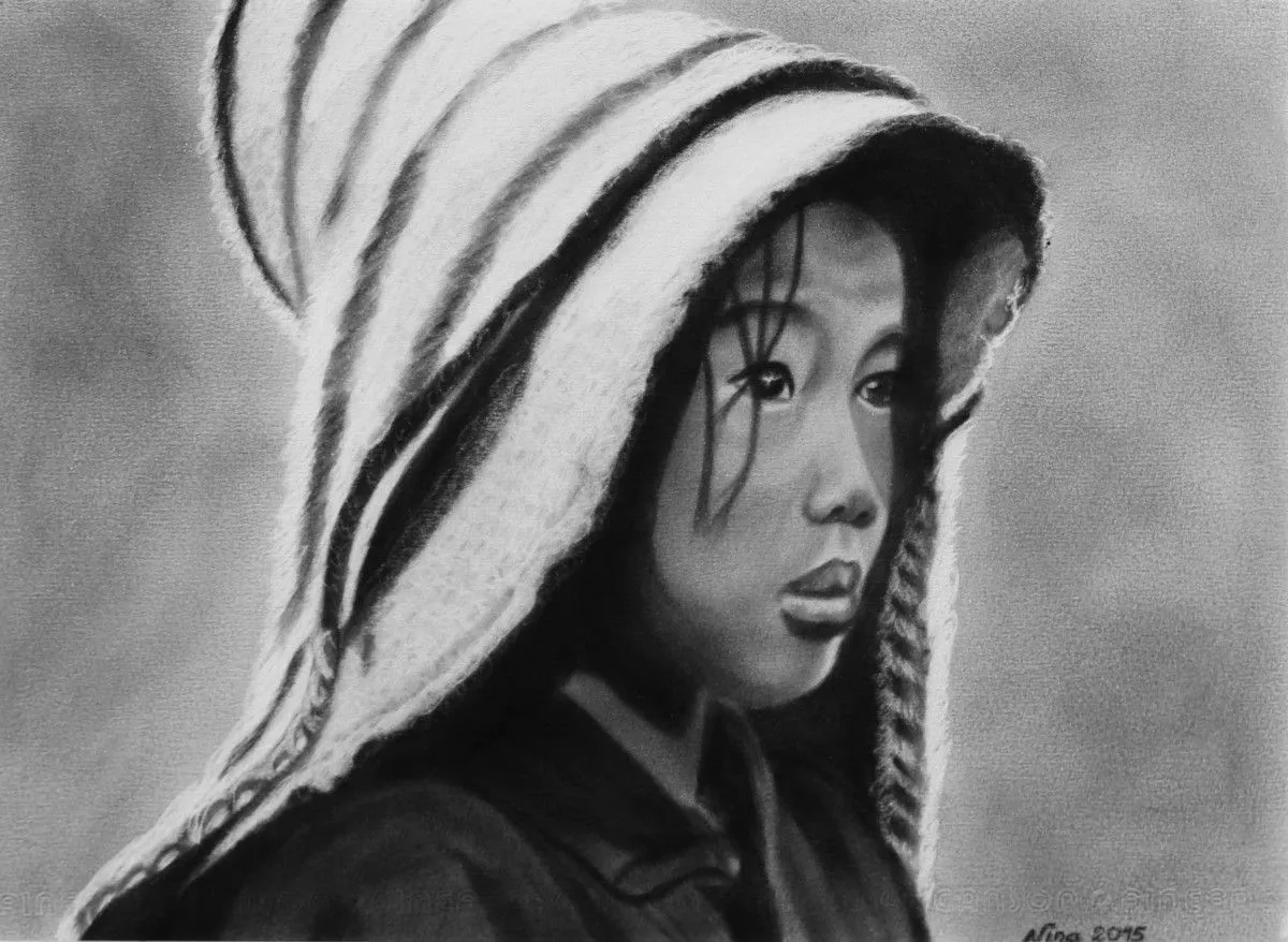 Fillette tibétaine, artwork by Nina (Nadine Pillet)