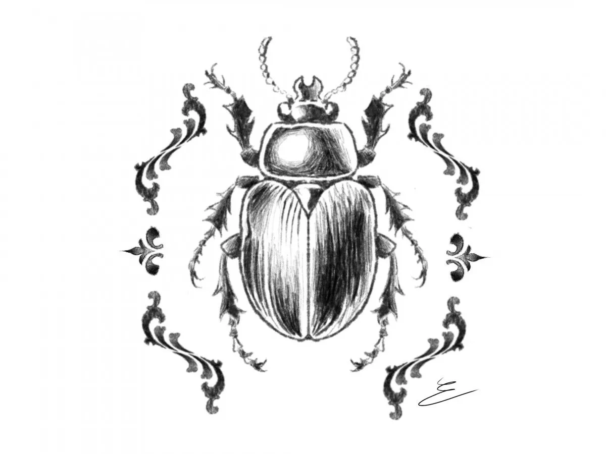 Scarabée tatouage, artwork by Enora Belmont