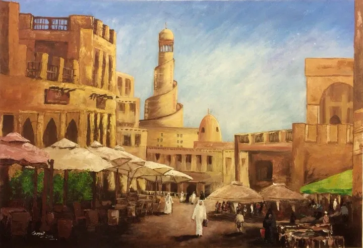 Souq-Waqif, Doha Traditional Arab market, œuvre de Gopi Shrestha