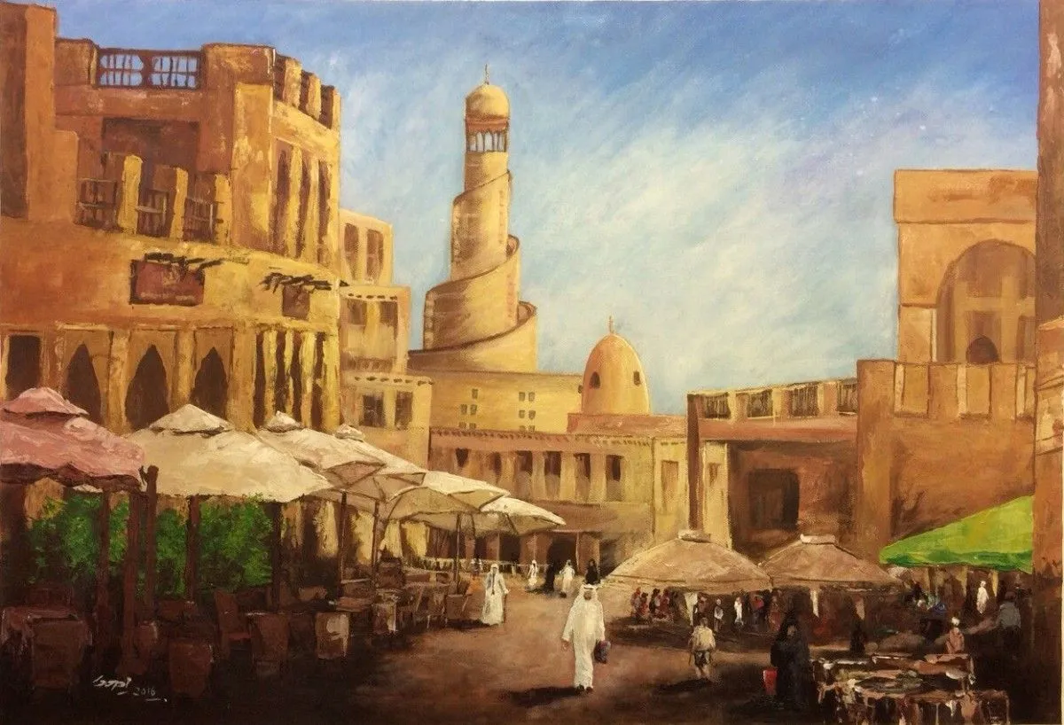 Souq-Waqif, Doha Traditional Arab market, œuvre de Gopi Shrestha