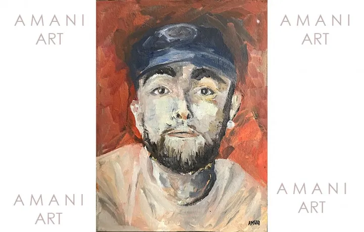 Figurative Mac Miller Portrait, artwork by Amani Terzakis