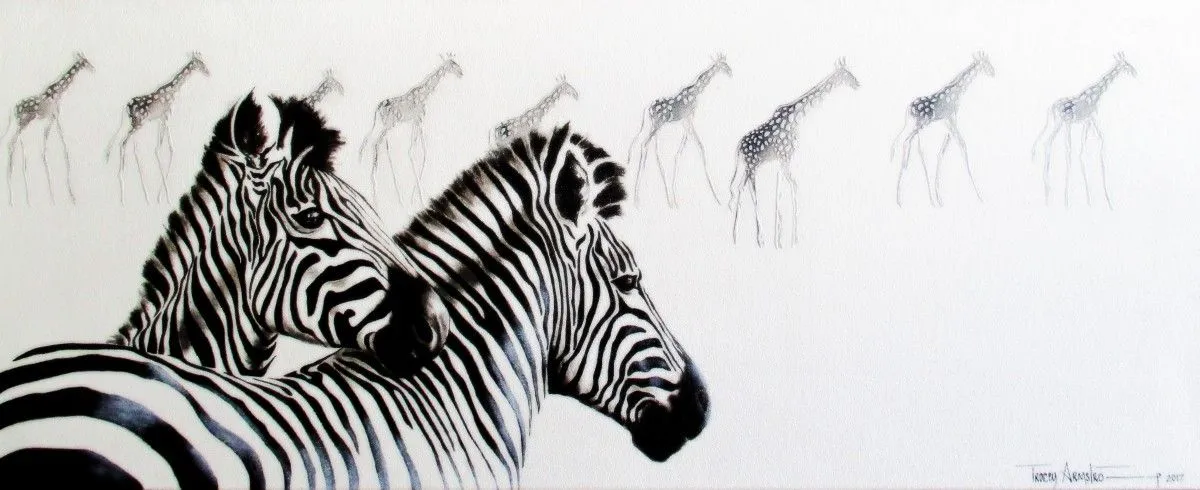 Zebra and Giraffe, œuvre de Tracey Armstrong