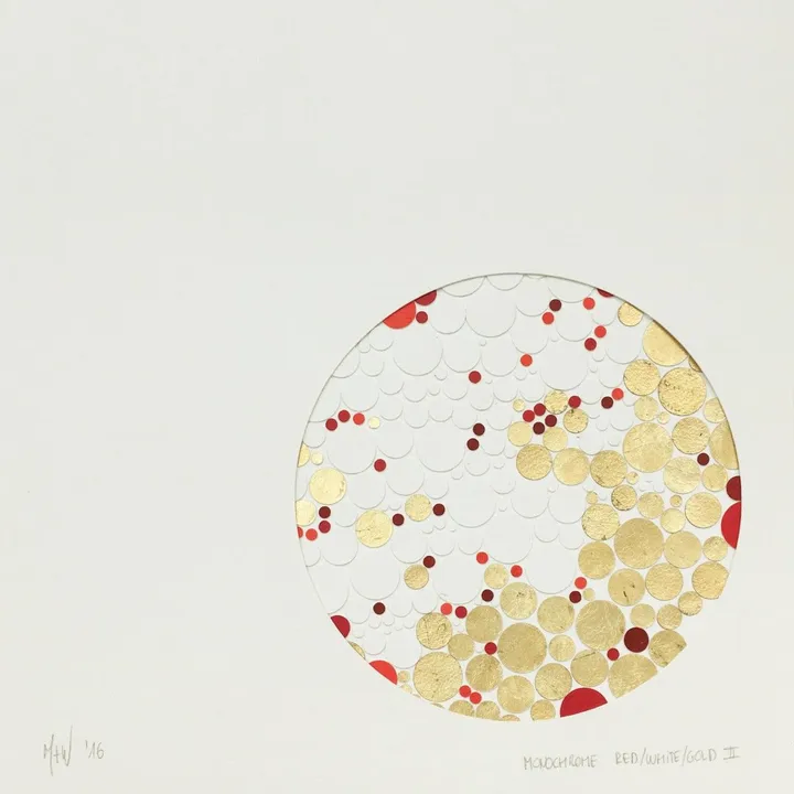 Composition in Red White and Gold II, œuvre de Mick Wout
