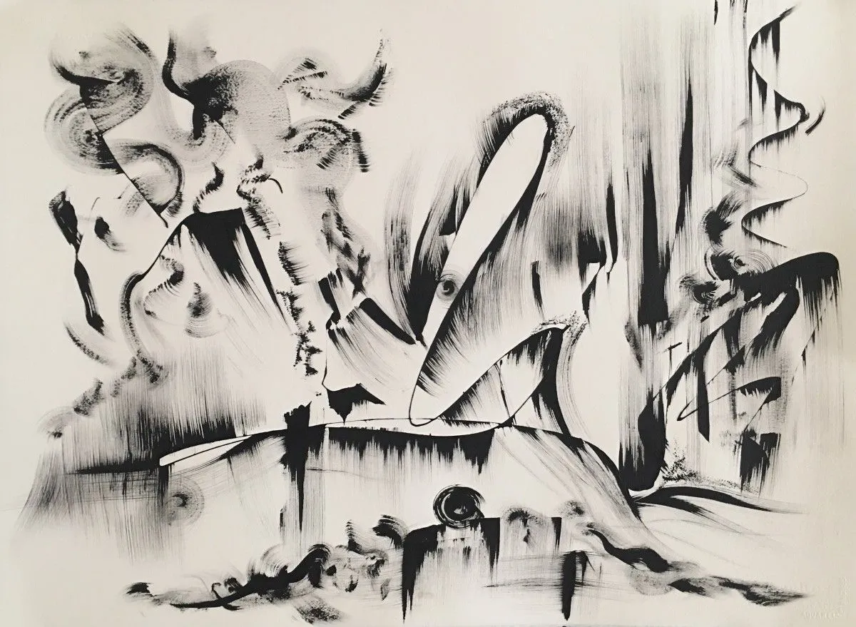 Black and White Abstract Drawing 9 by Kozyuk, œuvre de Khrystyna Kozyuk