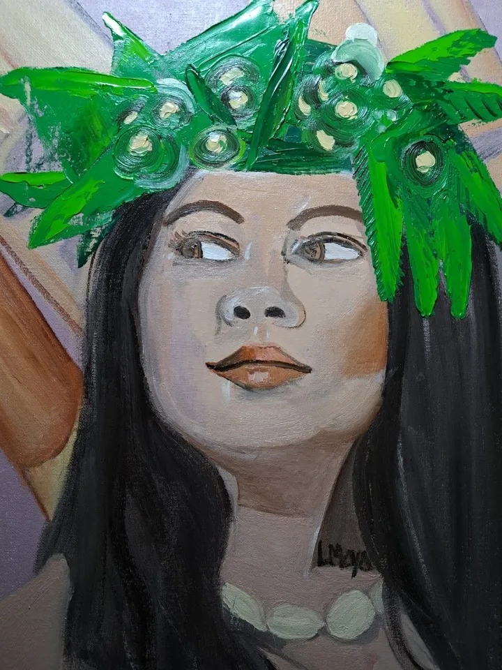 Hawaian woman, artwork by Ligia Moya