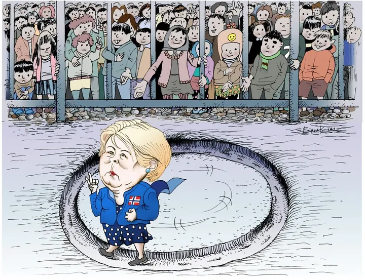 Refugees are not allowed from Greece camp, artwork by Firuz Kutal