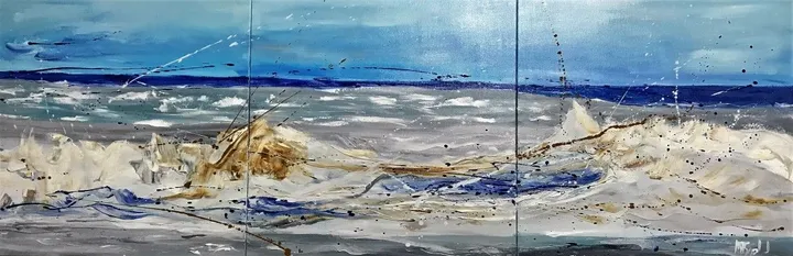Mer en feu- Vendu, artwork by Marie Bujold