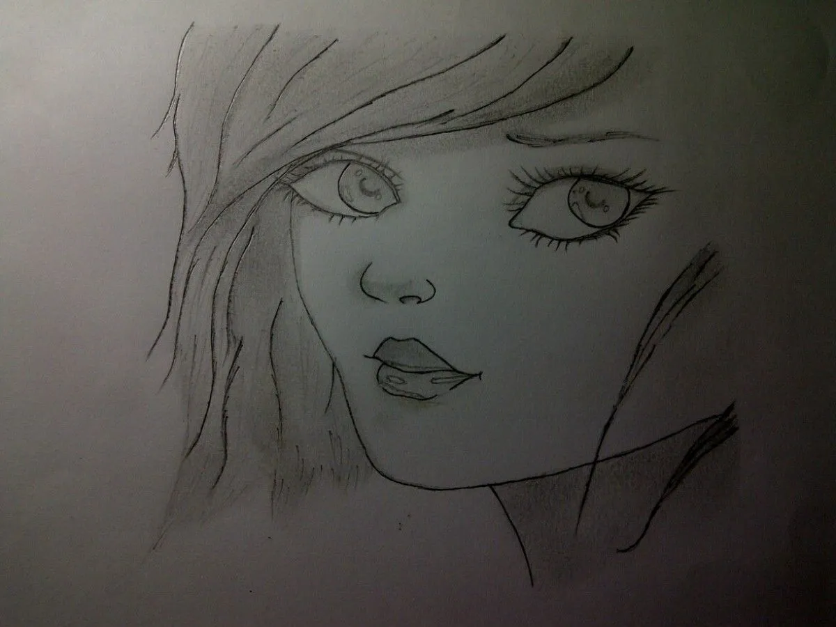 Pencil Sketch of a Gril, artwork by Ammar Malik