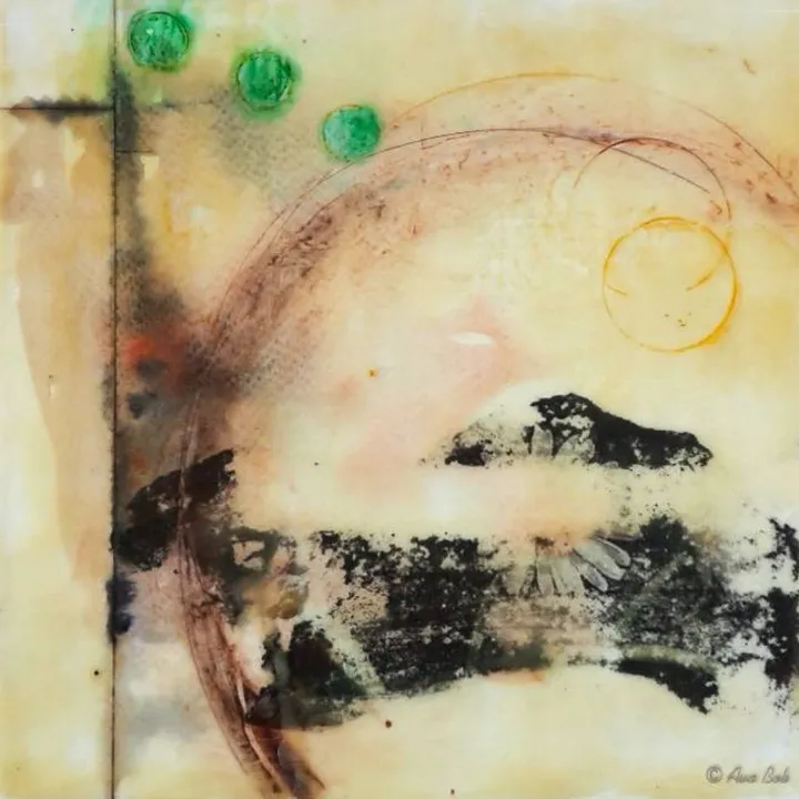 #36-2 by Ava Bob - Encaustic painting - 20x20 cm (8x8, artwork by Ava Bob