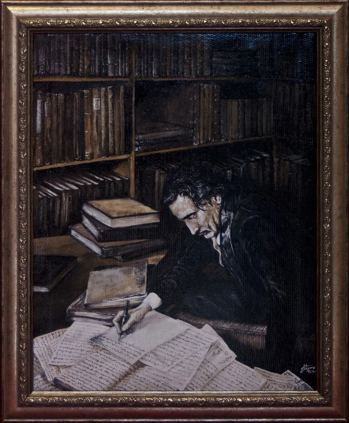 Salvador Dali writing his memories, œuvre de Corneliu Stefan