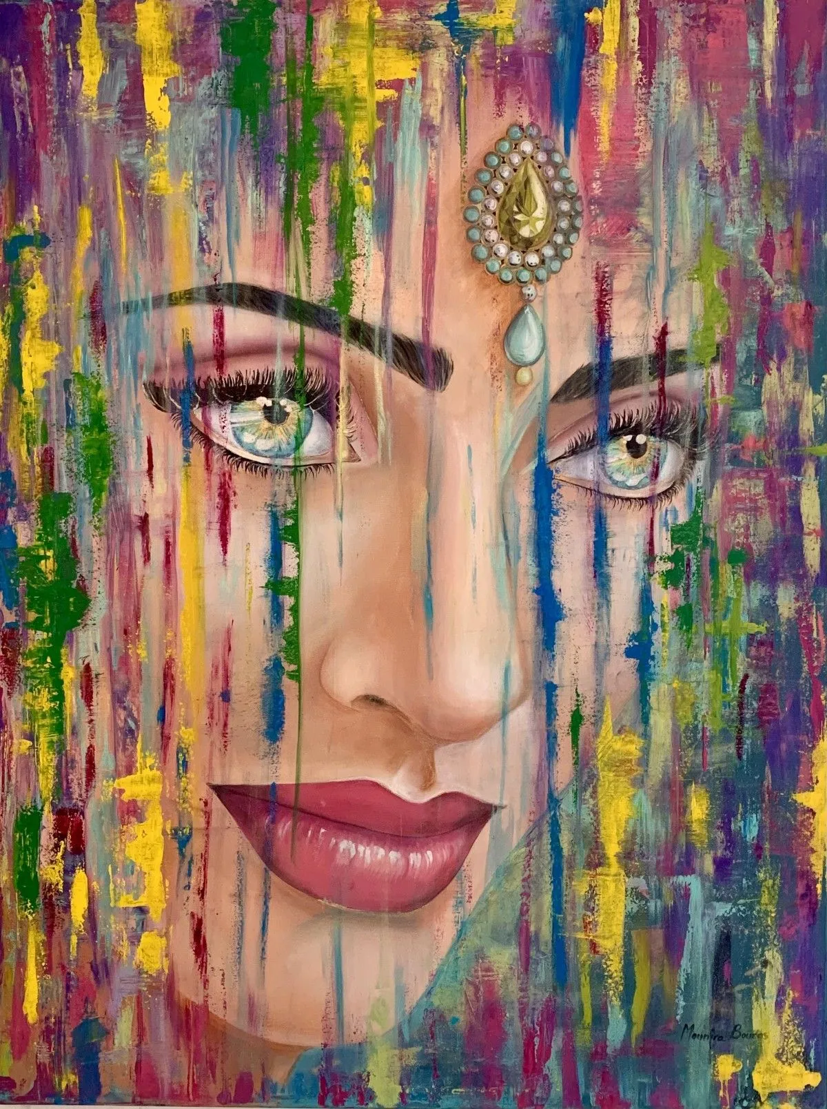 Femme pensive, artwork by Mounira Bouras