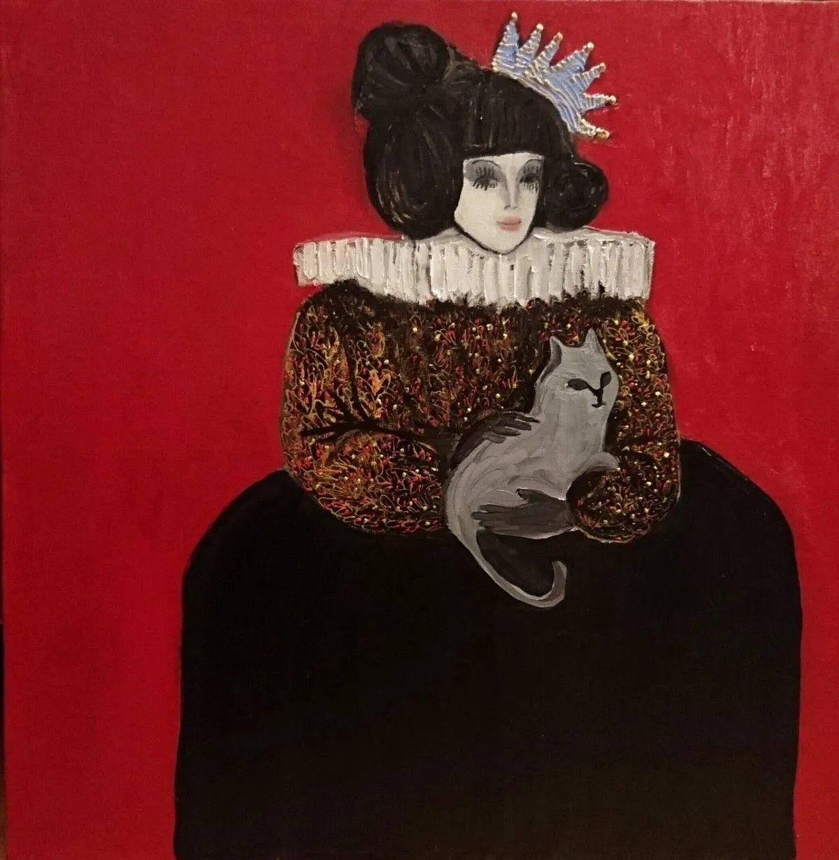 Princess with a British cat, artwork by Maiko Jimsheleishvili