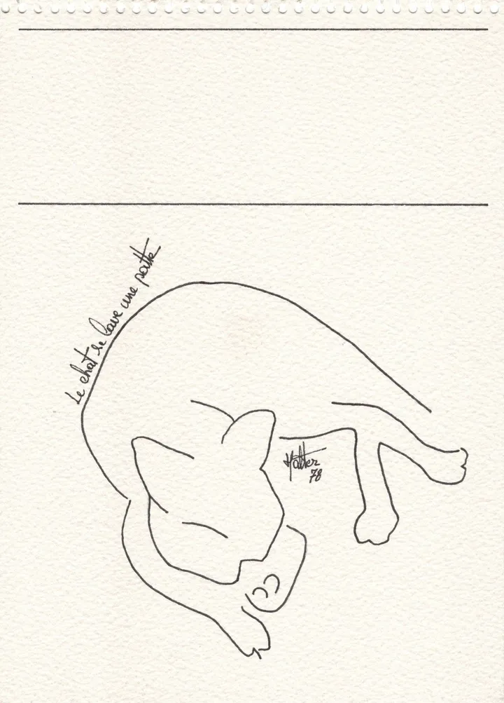 Le chat se lave une patte, artwork by Alain HALTER