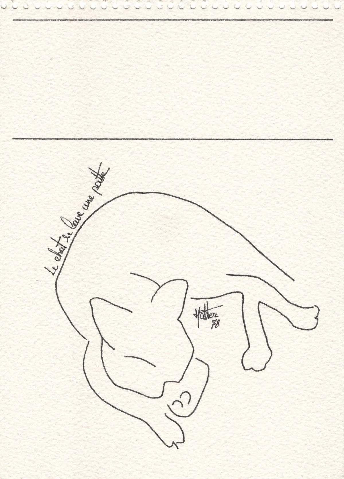 Le chat se lave une patte, artwork by Alain HALTER