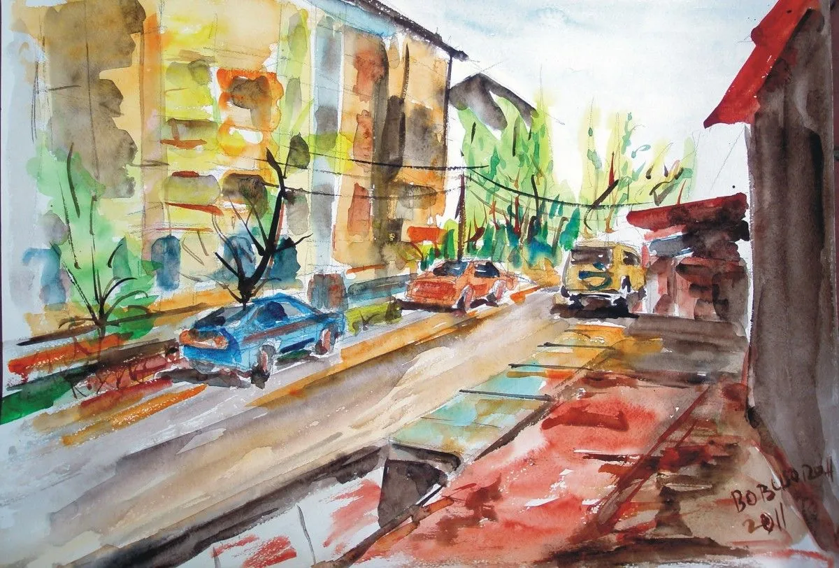 Aimanova street-2, artwork by Akpan Usoroh