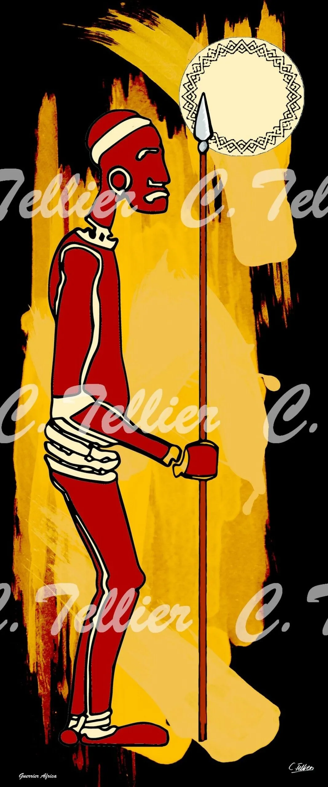 Guerrier Africa, artwork by Tellier Christophe