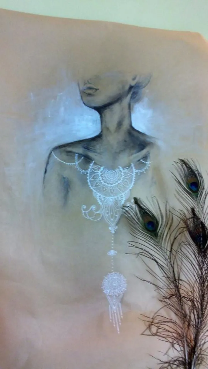 Mehendi on Neck, artwork by Evon Wong