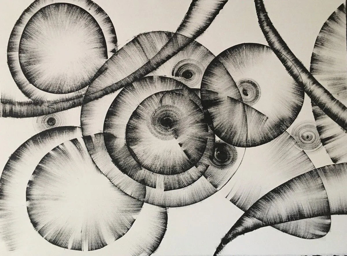 Black and White Abstract Drawing 19 by Kozyuk, œuvre de Khrystyna Kozyuk