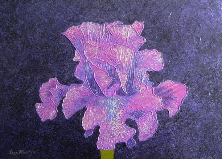 Classic Wine - abstract iris flower, artwork by Liza Wheeler