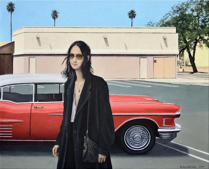 Contemporary portrait "Red Auto", œuvre de Nataliya Bagatskaya