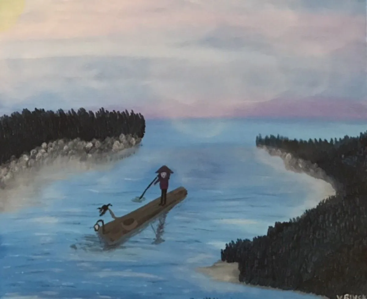 Balade en radeau, œuvre de Viviane RINCK
