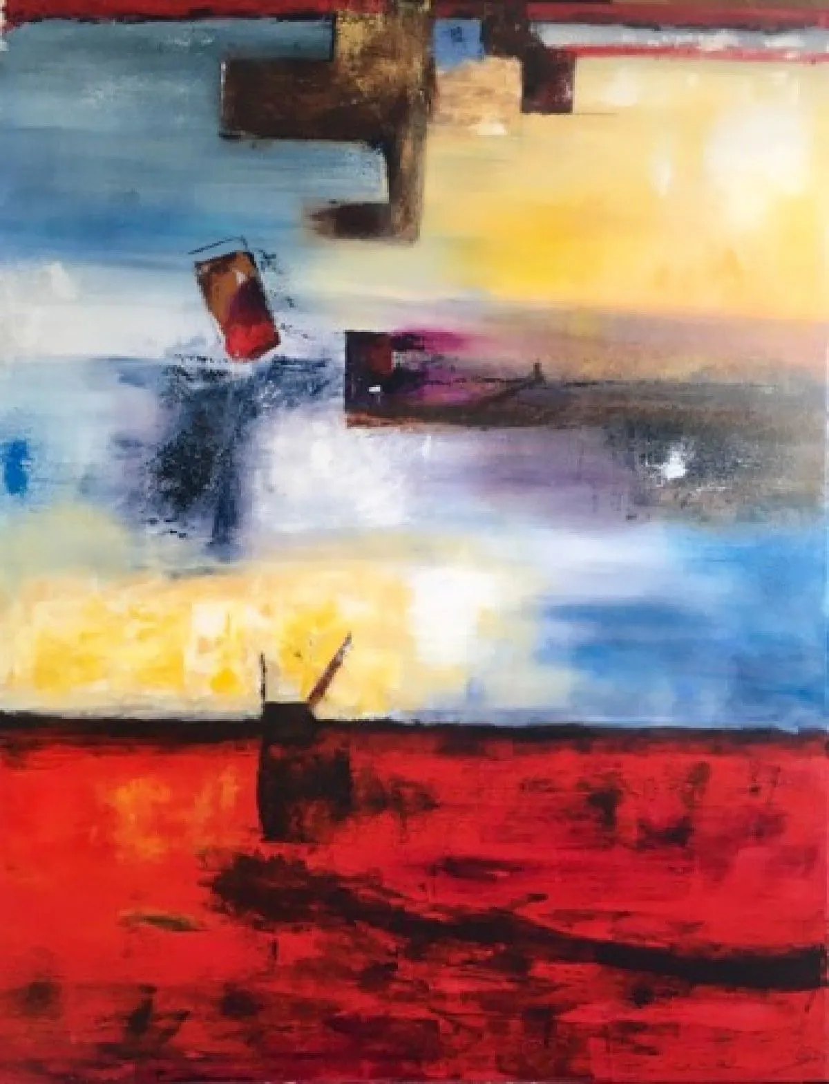 Carrelet sur l'estuaire, œuvre de Françoise AUGUSTINE