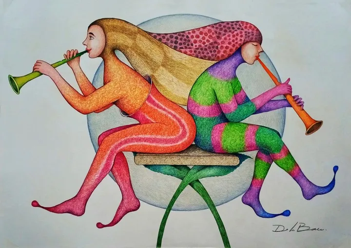 Flutists, artwork by Jose Luis De la Barra Bellido