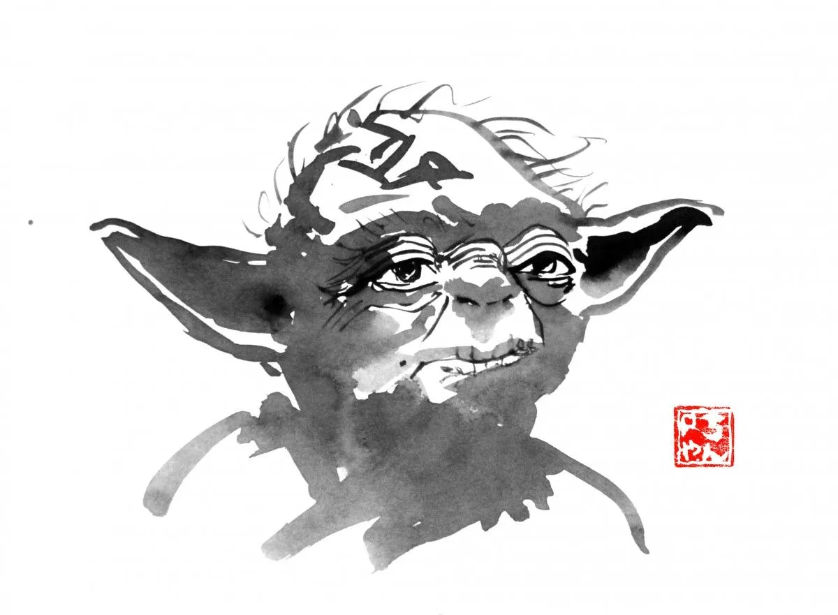 master yoda, artwork by pechane sumi-e