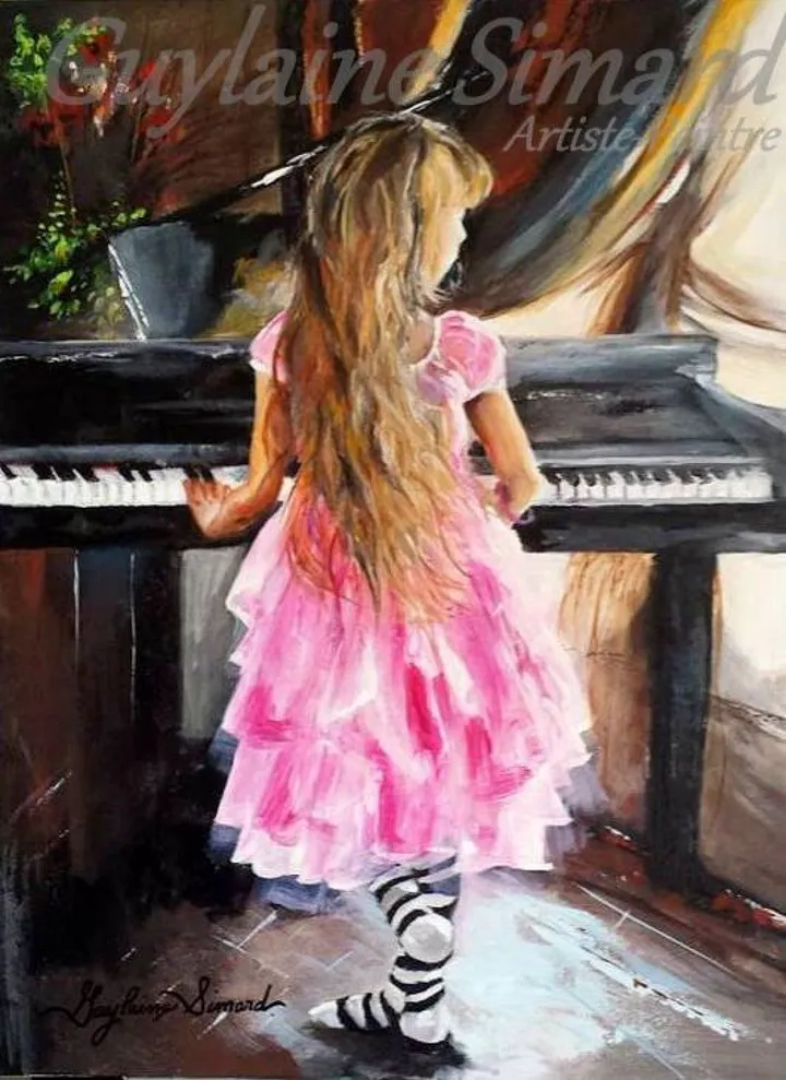 Clémentine au piano (Clémentine at the piano), œuvre de Guylaine Simard