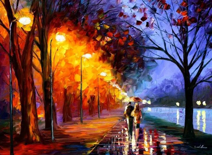ALLEY BY THE LAKE — oil painting on canvas, œuvre de Afremov.com