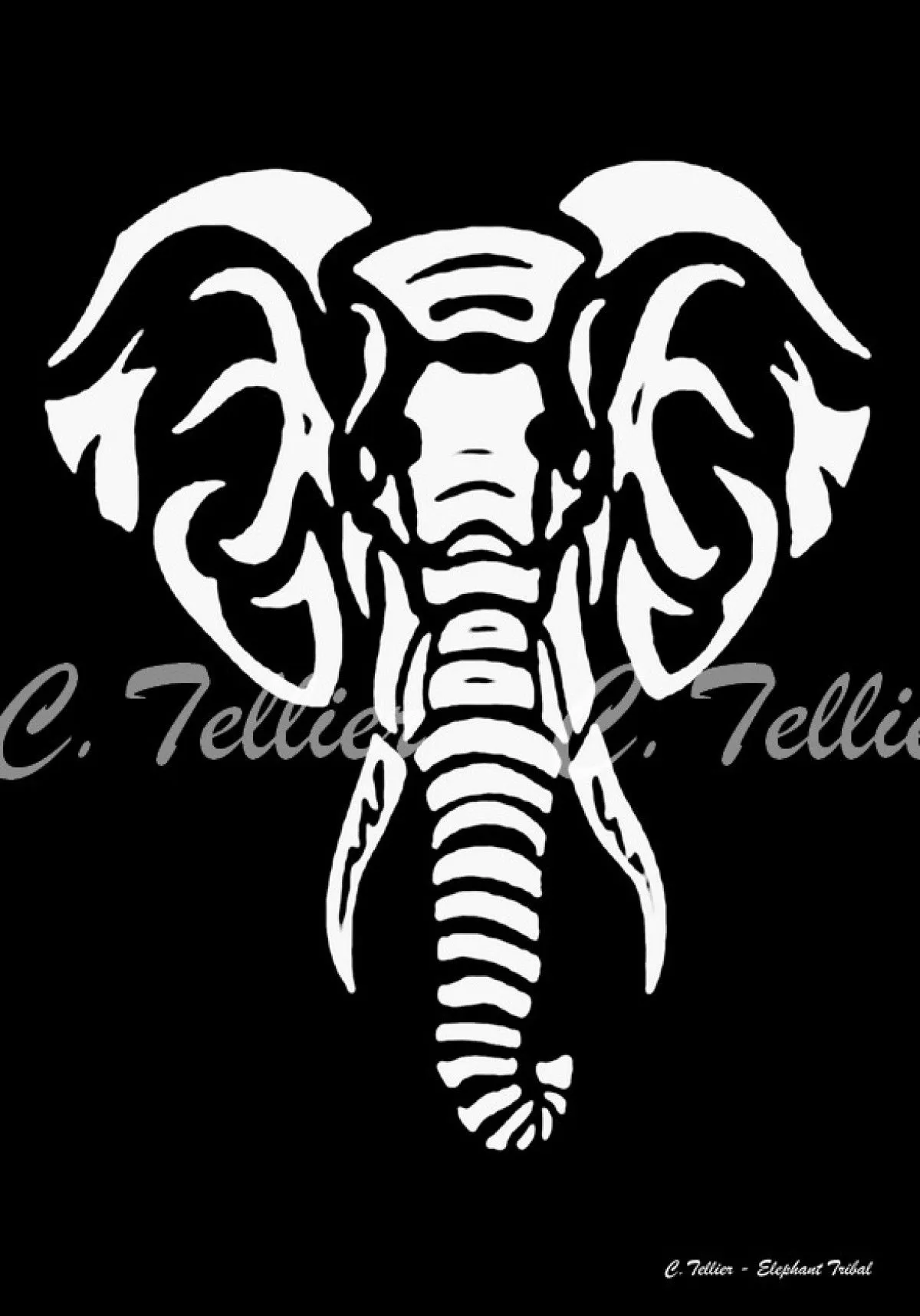 Éléphant Tribal, œuvre de Tellier Christophe