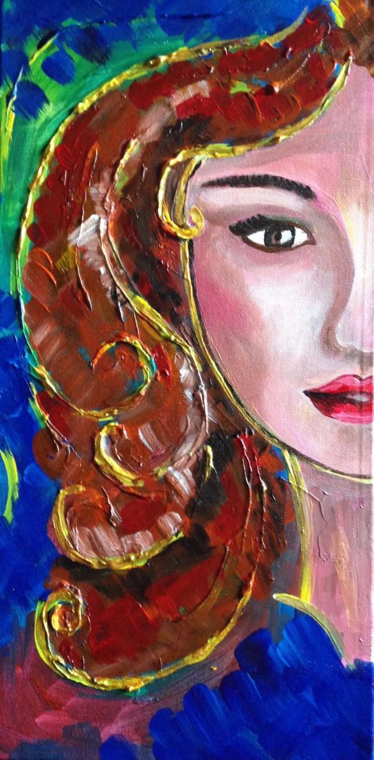 mujer en caoba, artwork by Anahi Antelo