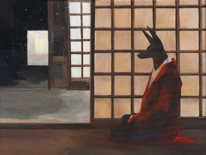Anubis in dojo, œuvre de Joanna Karpowicz