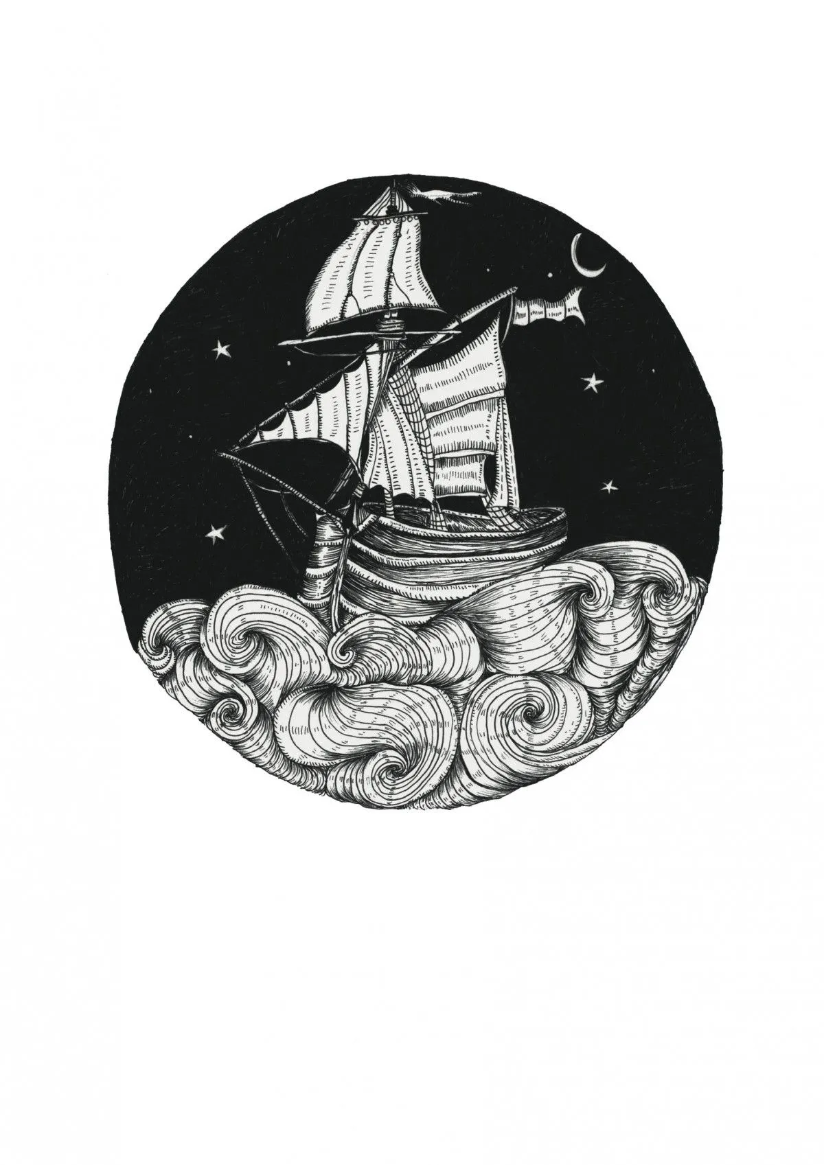 Ship circle series, artwork by Nastasha Minyon Sale