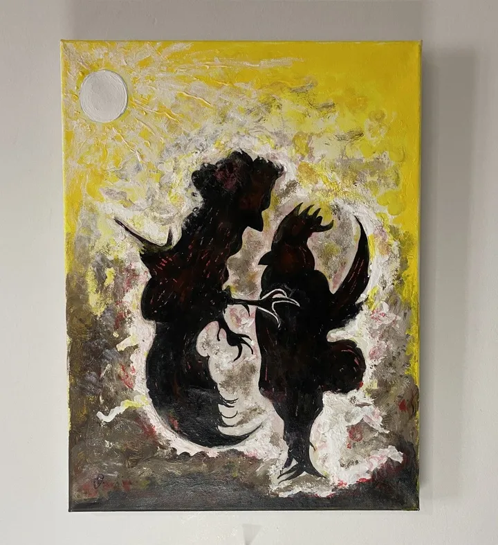 Roosters Battle, artwork by Denis Roucau