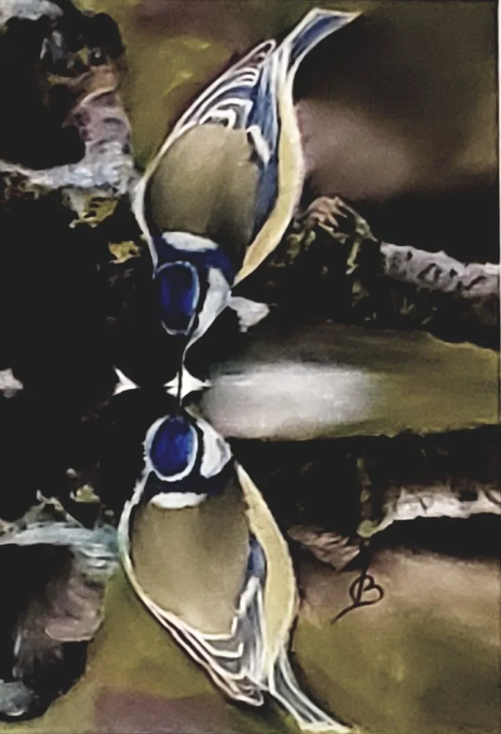 reflet de Mésange, œuvre de joelle BROUILLARD