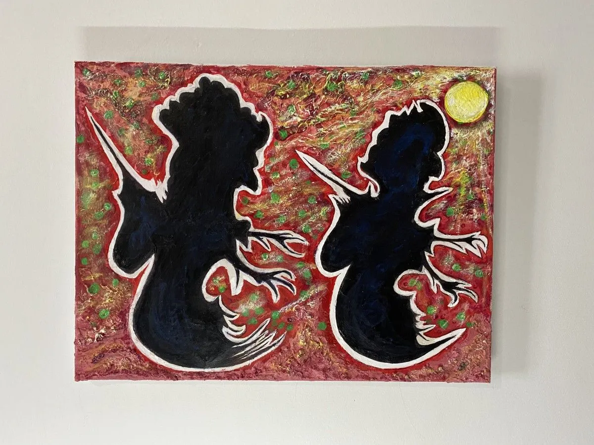 Fighting Roosters, artwork by Denis Roucau