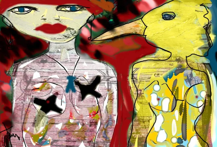 Communication entre amis., œuvre de martine janser