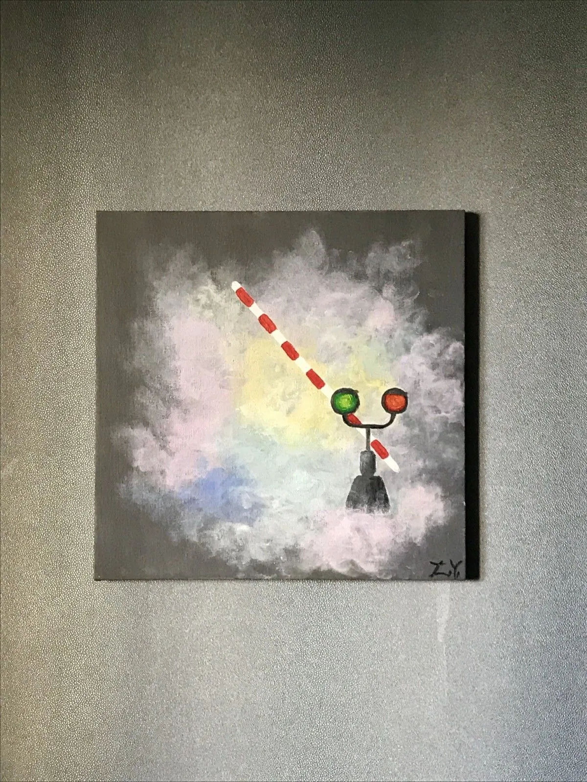 The Barrier Smoke Fog Railway Rainbow Wall Art, Abstract, Modern Art, Loft, Industrial., artwork by Ievgeniia Zhydkova