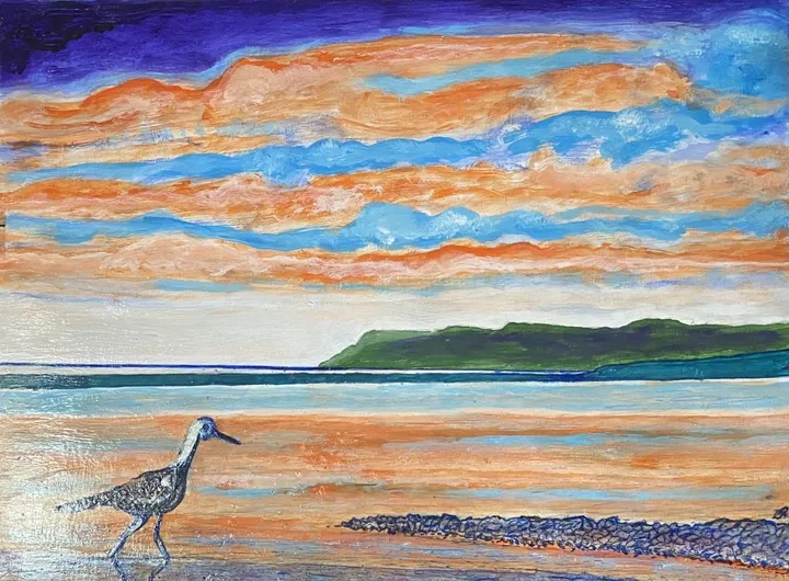 Héron sur mer, artwork by Denis Roucau