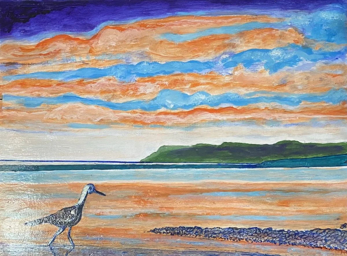 Héron sur mer, artwork by Denis Roucau