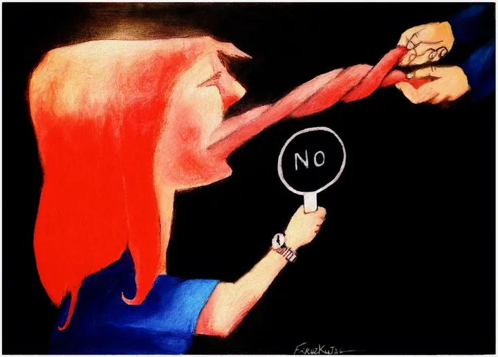 NO to VIOLENCE AGAINST WOMAN, artwork by Firuz Kutal