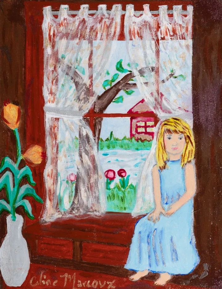 Jeune fille à la fenêtre, œuvre de Céline Marcoux