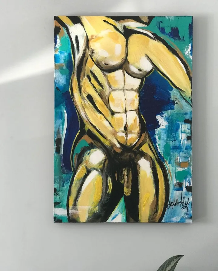 Jaune sur bleu, artwork by IsaBelle Thibert