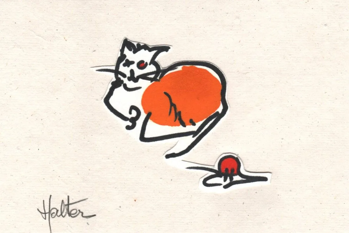 Chat orange et rouge, œuvre de Alain HALTER