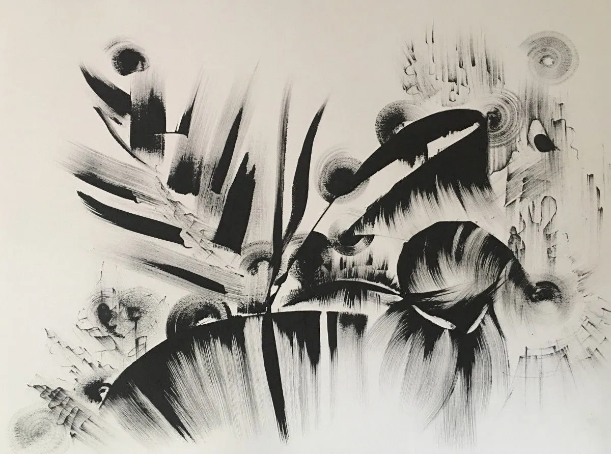 Black and White Abstract Drawing 14 by Kozyuk, œuvre de Khrystyna Kozyuk